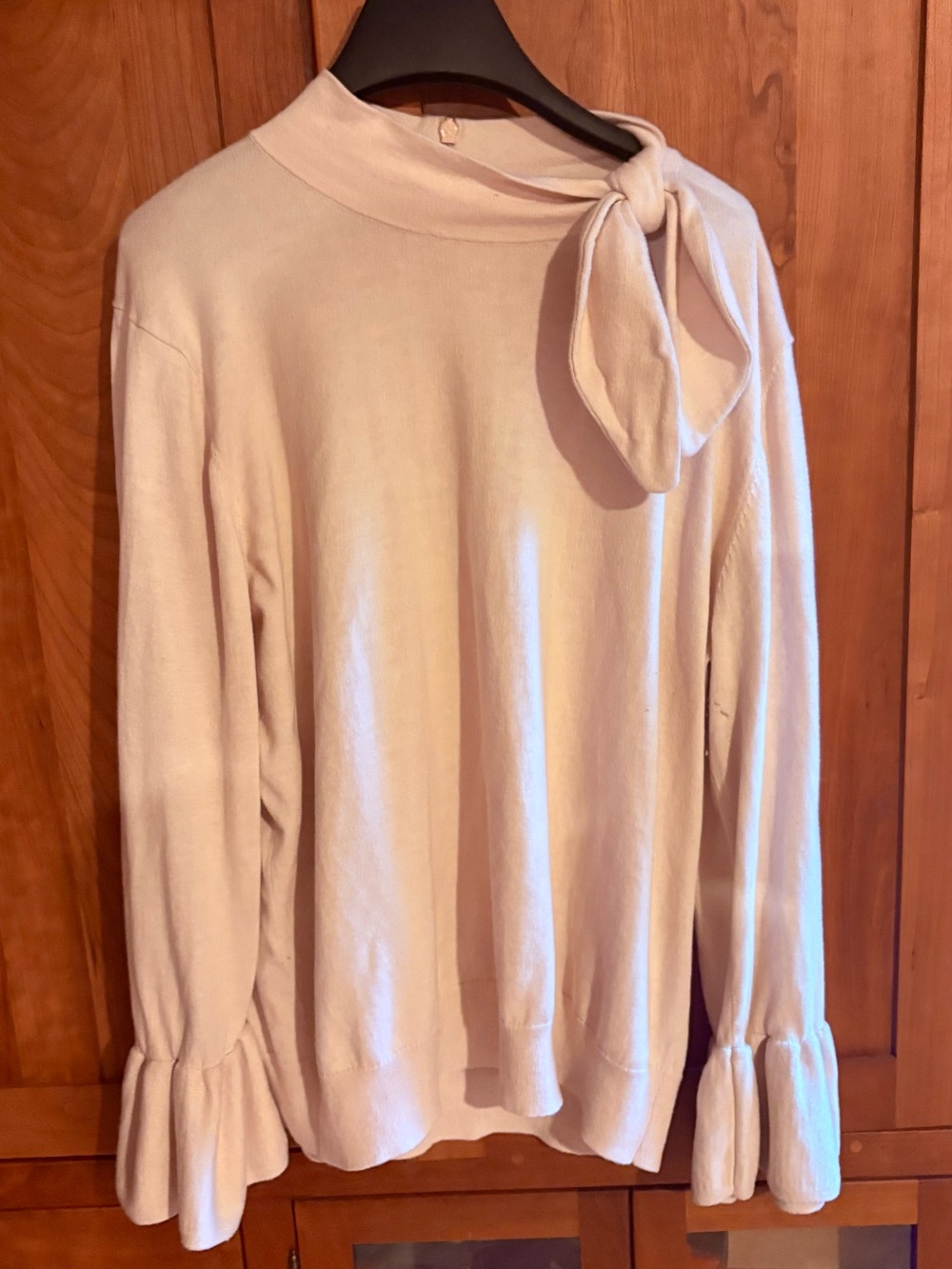 kate spade Cream Tie-Neck Ruffle Sleeve Blouse